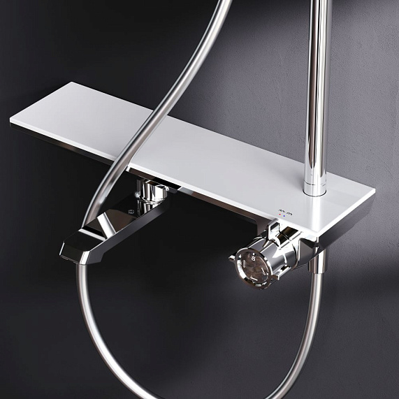 Душевая система AM.PM Gem F0790700 стойка с тропическим душем, смесителем, изливом, хром-2