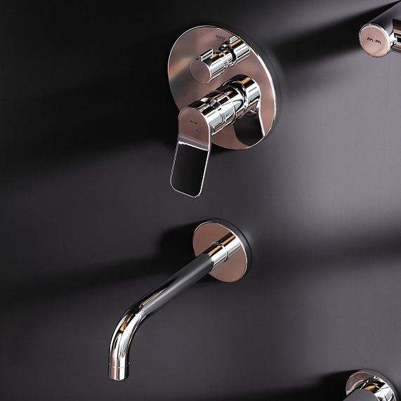 Встраиваемая душевая система AM.PM X-Joy FB85A3RH30 хром: тропический верхний душ, излив с душевой лейкой-2