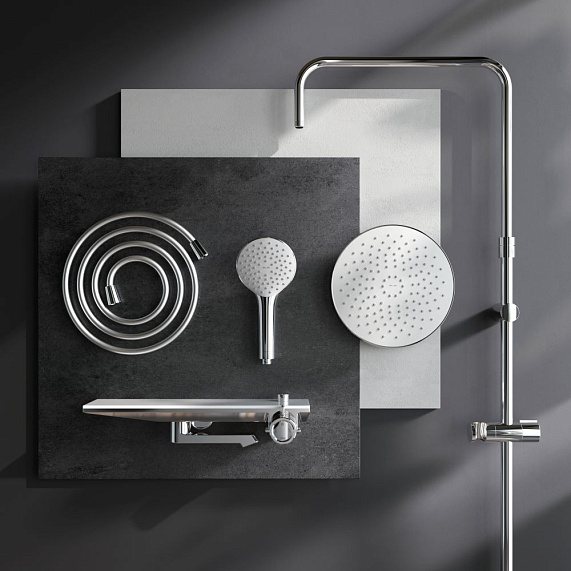 Душевая система AM.PM Gem F0790700 стойка с тропическим душем, смесителем, изливом, хром-8