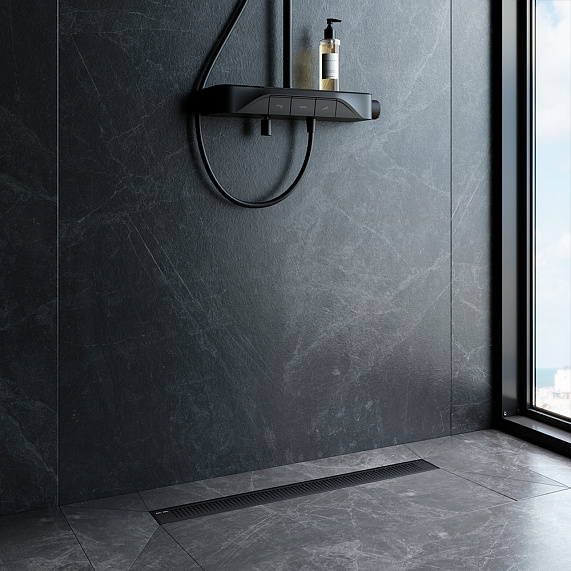 Душевой трап (лоток) 70 AM.PM PrimeFlow W02SC-P11-070-01BM комбинированный затвор с черной матовой решеткой-2