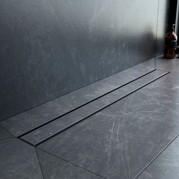 Душевой трап (лоток) 80 AM.PM PrimeFlow W02SC-U11-080-04BM комбинированный затвор с черной матовой решеткой под плитку-6