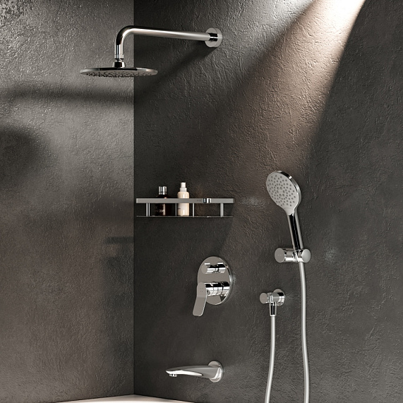 Встраиваемая душевая система AM.PM X-Joy FB85A3RH10 хром: тропический верхний душ, ручной душ, излив-2