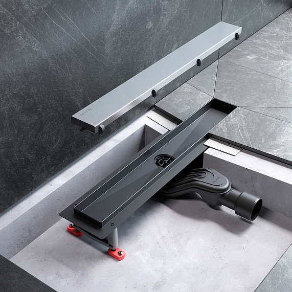 Душевой трап (лоток) 50 AM.PM MasterFlow W01SC-U11-050-04SB комбинированный затвор со стальной матовой решеткой под плитку-15