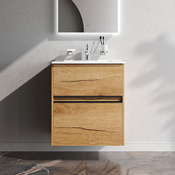 Тумба с раковиной 60 AM.PM Sense M7B-FUX0602OF-WCC0602WG подвесная/напольная на ножках, светлое дерево