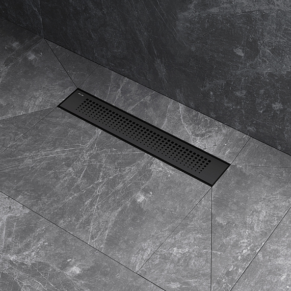 Душевой трап (лоток) 40 AM.PM PrimeFlow W02SC-P11-040-01BM комбинированный затвор с черной матовой решеткой-5