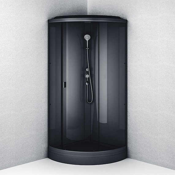 Душевая кабина 90x90 AM.PM Gem W90C-401-090BT профиль черный матовый, низкий поддон-4
