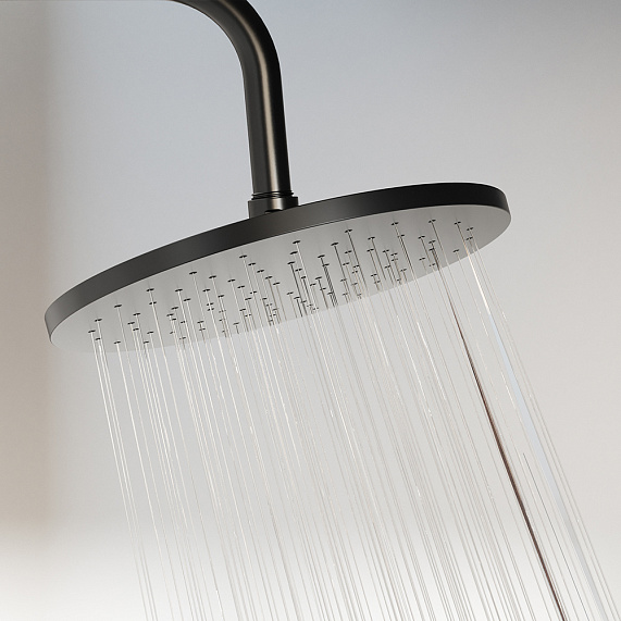 Душевая система Damixa Jupiter 977760300 стойка с тропическим душем, термостатом, смесителем, изливом, черная матовая-4