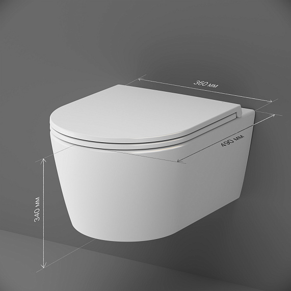 Унитаз подвесной AM.PM Func C8F1700SC (глубина 49 см) безободковый с сиденьем микролифт, белый-9