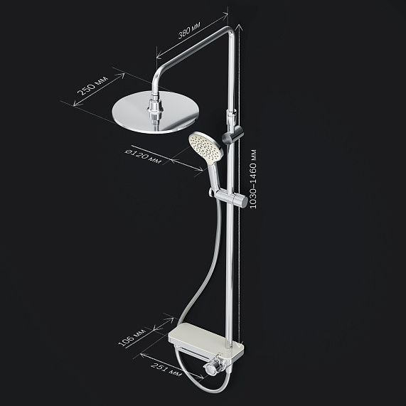 Душевая система AM.PM Like F0780700 стойка с тропическим душем, смесителем, изливом, хром-9