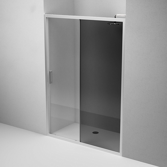 Душевая перегородка с дверью 140x195 AM.PM Gem W90G-140-1-195MG тонированное стекло, профиль серебристый-3