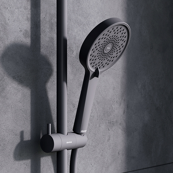 Душевая система Damixa Apollo 947760300 стойка с тропическим душем, термостатом, смесителем, черная матовая-2