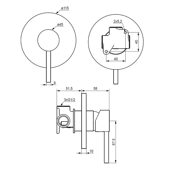 Смеситель для душа Damixa Scandinavian Pure 367500300 встраиваемый-4