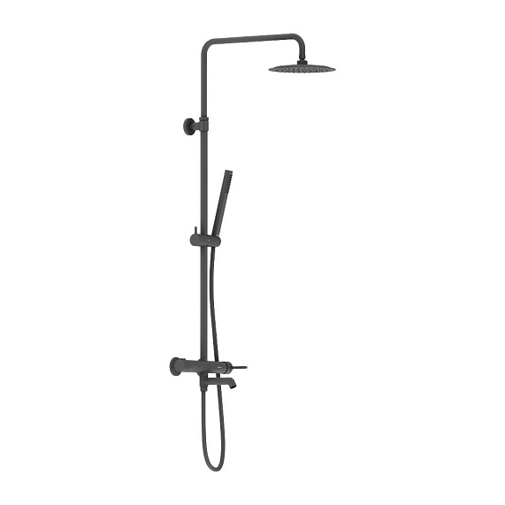 Душевая система Damixa Scandinavian Pure 936740300 стойка с тропическим душем, смесителем, изливом, черная матовая-5