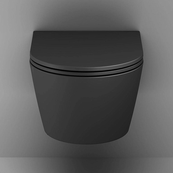 Унитаз подвесной AM.PM Func C8F1701MBSC (глубина 54 см) безободковый с сиденьем микролифт, чёрный матовый-5