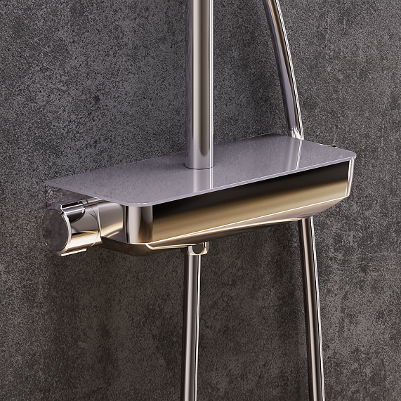 Душевая система Damixa Scandinavian Pure 936750000 стойка с тропическим душем, термостатом, смесителем, хром-2