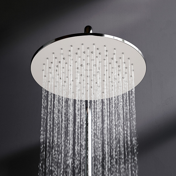 Душевая система AM.PM Gem F40890A94 стойка с тропическим душем, хром + смеситель для ванны с длинным изливом, хром-4