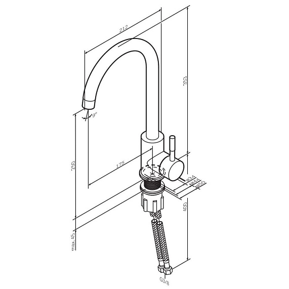 Смеситель для кухни AM.PM X-Joy S F85B07100 высокий, хром-9
