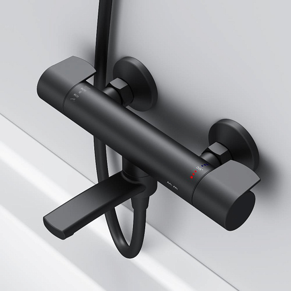 Смеситель для ванны и душа AM.PM X-Joy F85A50022 терсмостат, поворотный излив, черный-4