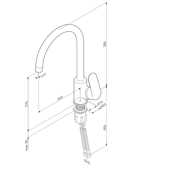 Смеситель для кухни AM.PM Like F8007122 высокий, черный-9