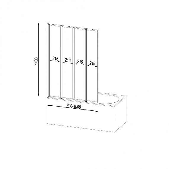 Стеклянная шторка для ванны 100 AM.PM Like W80BS-100-140CT поворотно-складная, профиль хром-6