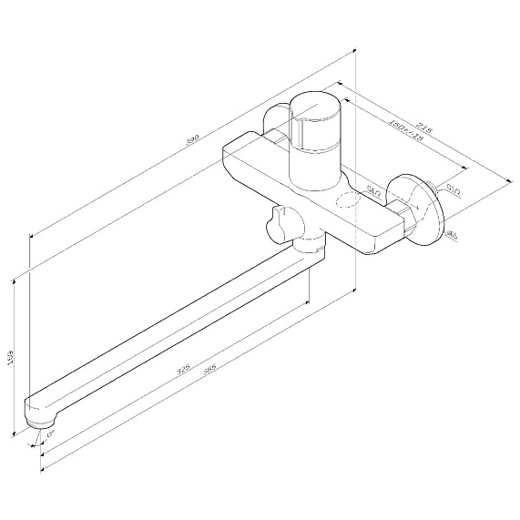 Смеситель для ванны и душа AM.PM X-Joy F85A90500 длинный излив, хром-9