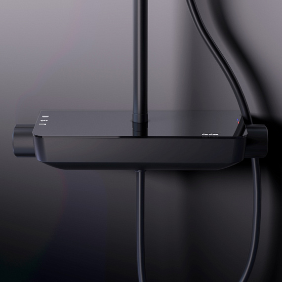 Душевая система Damixa Scandinavian Pure 936780300 стойка с тропическим душем, смесителем, черная матовая-2