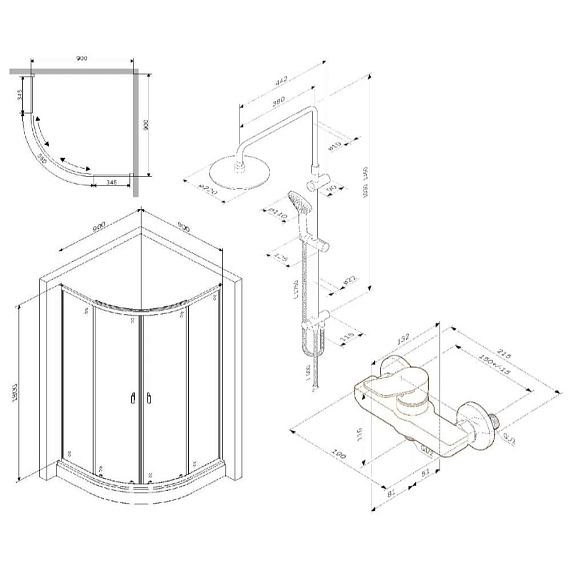 Секция ванны и душа AM.PM X-Joy WK88CI-4