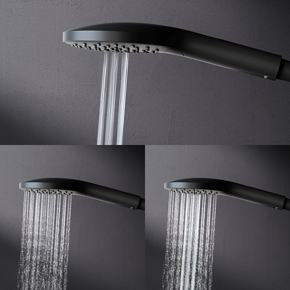 Душевая система AM.PM Like F0780522 стойка с тропическим душем, термостатом, смесителем, изливом, черная матовая-6