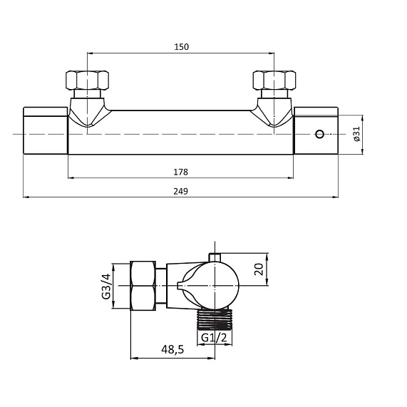 Смеситель для душа Damixa Jupiter 776000000 термостат, хром-4