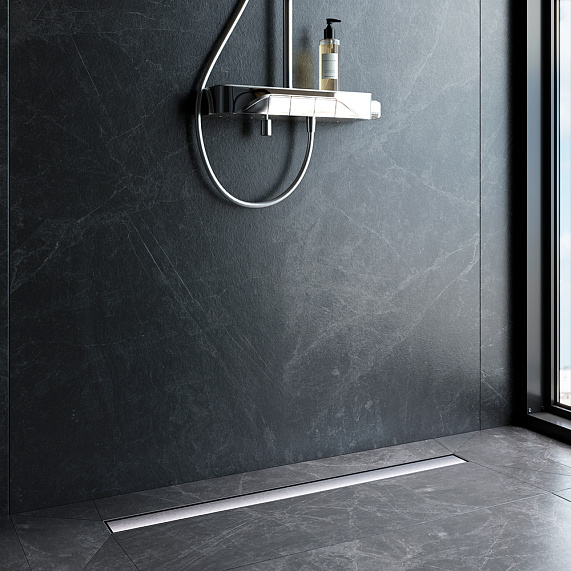 Душевой трап (лоток) 90 AM.PM MasterFlow W01SC-U11-090-04SB комбинированный затвор со стальной матовой решеткой под плитку-5