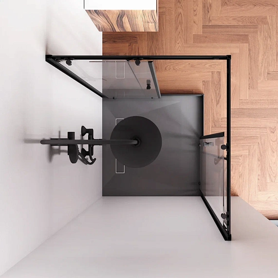 Душевое ограждение без поддона 90x90 AM.PM Sunny W87G-403-9090-BT профиль черный матовый-2