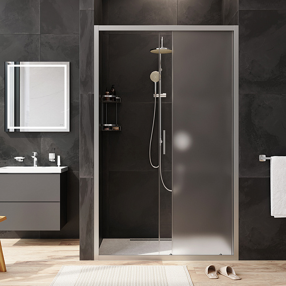 Душевая перегородка с дверью 120x195 AM.PM Gem W90G-120-1-195MM матовое стекло, профиль серебристый-2