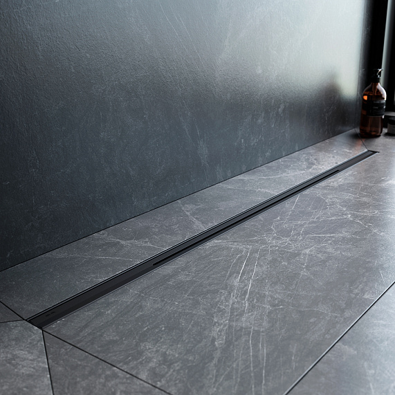 Душевой трап (лоток) 100 AM.PM MasterFlow Slim W01SC-S11-100-05BM комбинированный затвор с черной матовой решеткой-3