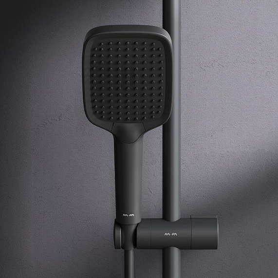 Душевая система AM.PM Func F078F322 стойка с тропическим душем, термостатом, смесителем, изливом, черная-5