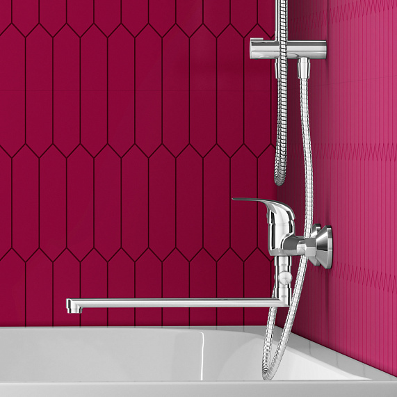 Смеситель для ванны и душа Dorff Stark D1109500 длинный излив, душевая лейка, шланг 1500, хром-3