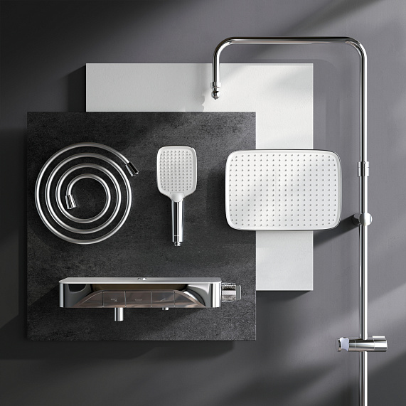 Душевая система AM.PM Func F078F700 стойка с тропическим душем, смесителем, изливом, хром-11