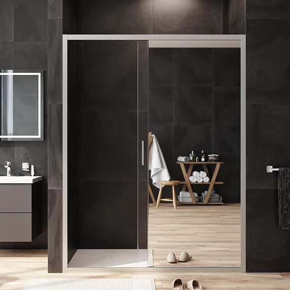 Душевая перегородка с дверью 150x195 AM.PM Gem W90G-150-1-195MMir зеркальное стекло, профиль серебристый-2