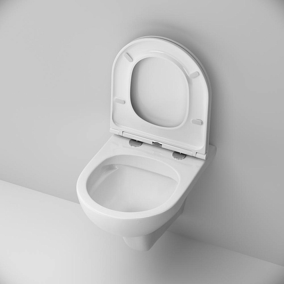 Унитаз подвесной безободковый с инсталляцией AM.PM Gem IS30251.901700 сиденьем микролифт, хром механ. клавишей-2