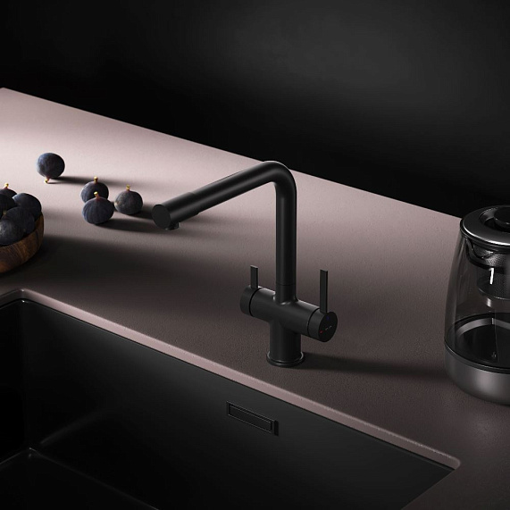Смеситель для кухни AM.PM Func F8F05722 высокий с L-изливом с каналом для питьевой воды, черный-5