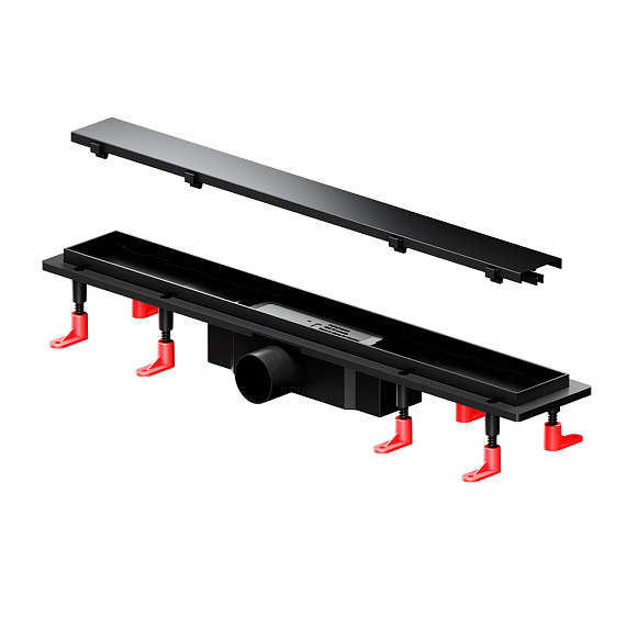 Душевой трап (лоток) 60 AM.PM PrimeFlow W02SC-U11-060-04BM комбинированный затвор с черной матовой решеткой под плитку-22