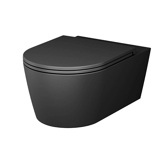 Унитаз подвесной AM.PM Func C8F1701MBSC (глубина 54 см) безободковый с сиденьем микролифт, чёрный матовый-10