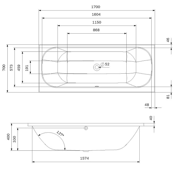 Ванна акриловая 170х70 AM.PM Above W9XA-170-070W-A белая глянцевая-7