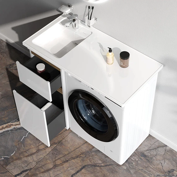 Раковина мебельная 100 AM.PM X-Joy M85AWPL1001WG стиральной машиной, левая, белая-2