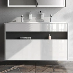 Тумба с раковиной и смесителем 120 AM.PM Func M8FFUX1201WG подвесная/напольная на ножках белый глянец