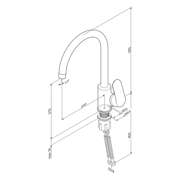Смеситель для кухни AM.PM Like F8007100 высокий, хром-9