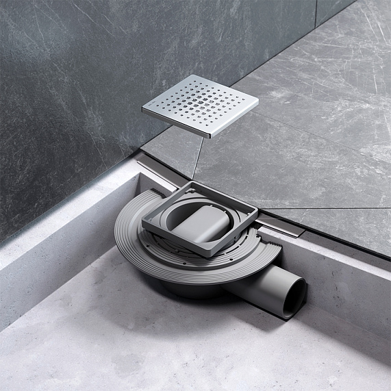 Душевой трап 10x10 AM.PM MasterFlow W01BD-P11-010-01SB комбинированный затвор со стальной матовой решеткой-7