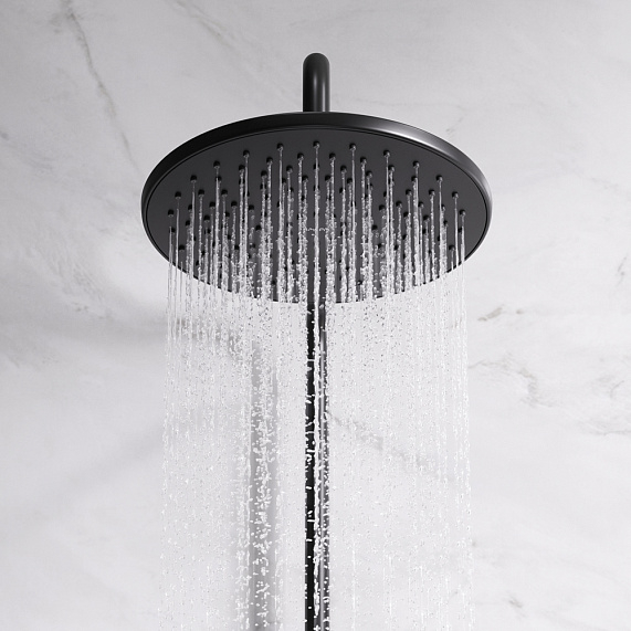 Душевая система AM.PM Gem F42890A24 стойка с тропическим душем, черная матовая + смеситель для душа, черный матовый-3