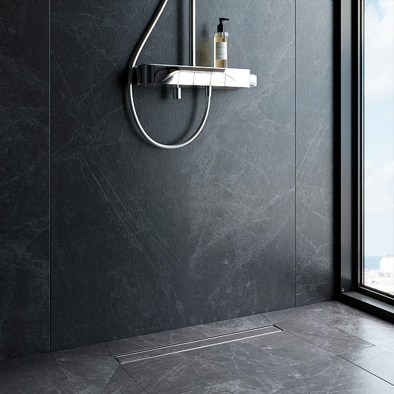 Душевой трап (лоток) 60 AM.PM MasterFlow W01SC-U11-060-04SB комбинированный затвор со стальной матовой решеткой под плитку-4