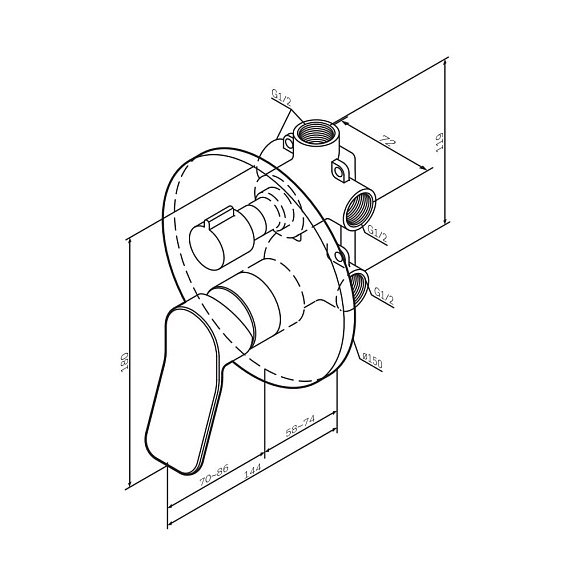 Смеситель для ванны и душа AM.PM X-Joy F85A55000 хром встраиваемый-7