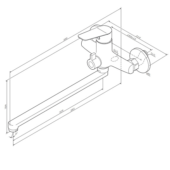 Смеситель для ванны и душа AM.PM Crave F9C90200 длинный излив, хром-10